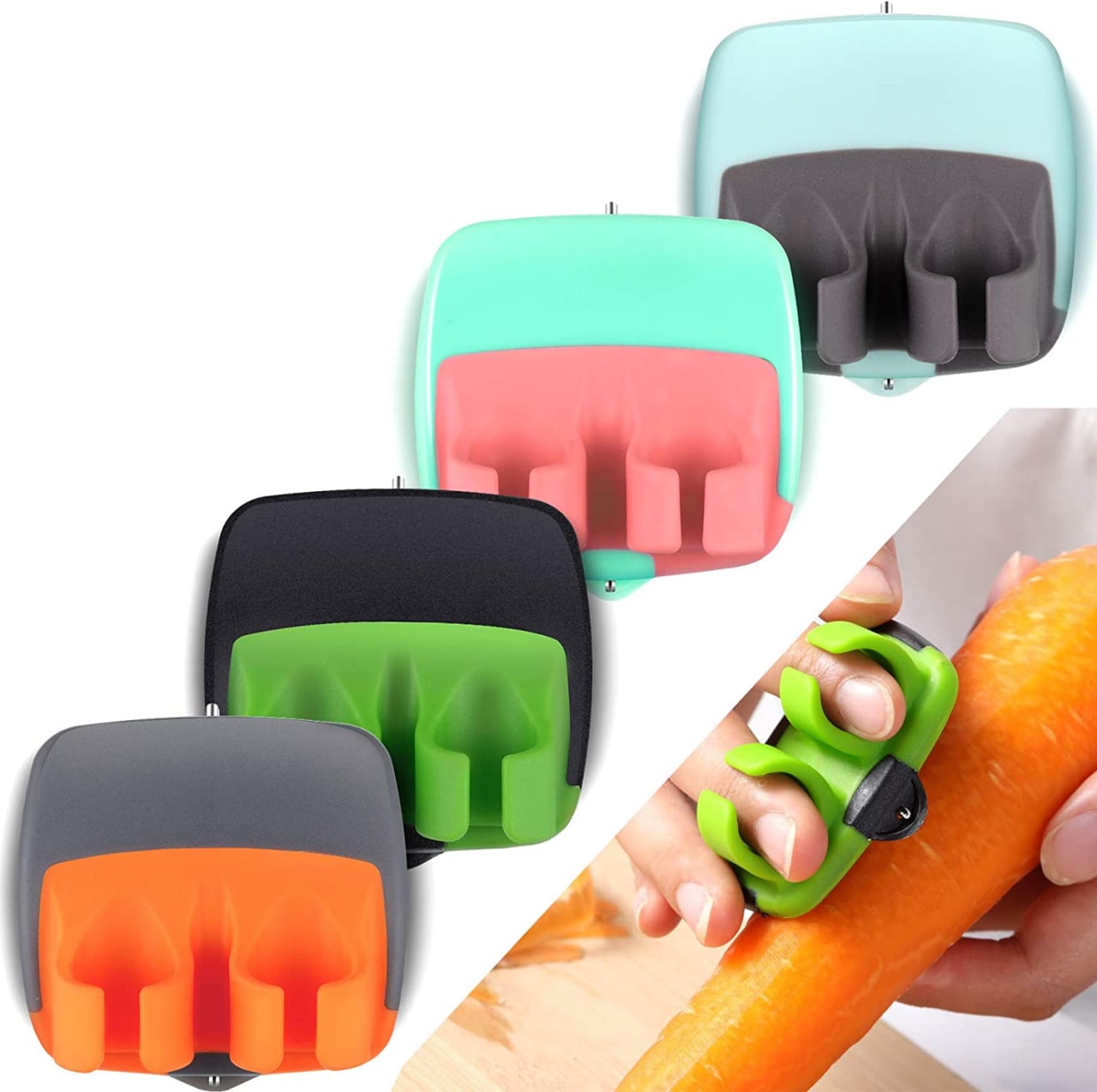 Hand Vegetable Peeler Palm Peeler Rubber Finger Grips Comfortable (Set Of 2)